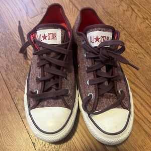 Burgundy Tweed Converse